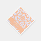 Farbe des Pfirsichs Fuzz - Blumenmuster - mit Mono Serviette (Ecke)
