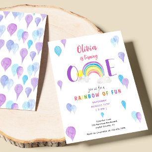 Farbe des Regenbogens Eins zum ersten Geburtstag Einladung