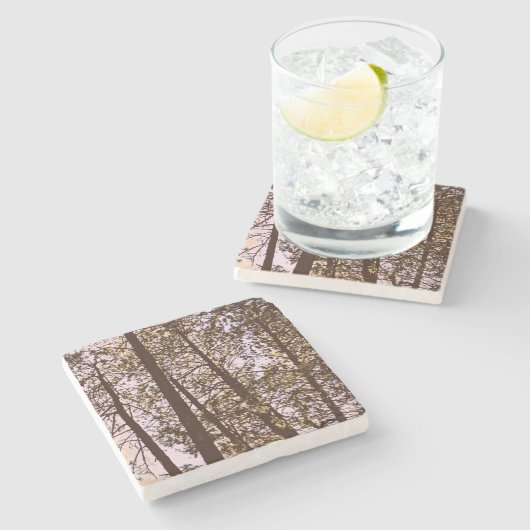 Farbe durch die Bäume Steinuntersetzer (Seitenansicht)