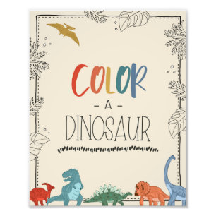Färbe ein Dino-Dinosaurier-Geburtstags-Schild Fotodruck