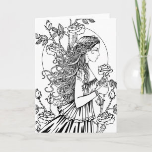 Farbe es Sie selbst Fantasie Kunst Frau in Rose Karte
