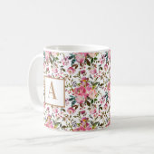 Farbe Frühling Blumenkraut Monogramm Kaffee Kaffeetasse (Vorderseite Links)