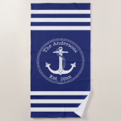 Farbe für den weißen Ankernamen auswählen Strandtuch (Vorderseite)