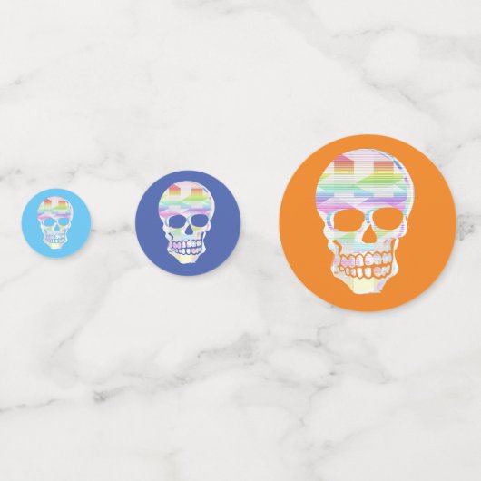 Farbe Glitch Schädeltisch Konfetti (Vorderseiten)