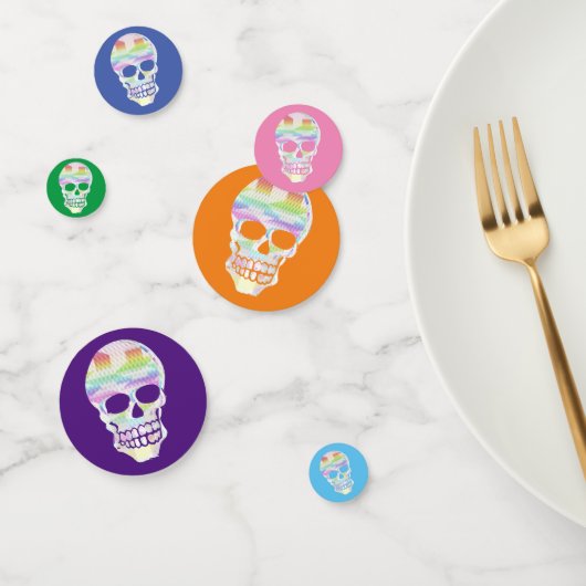 Farbe Glitch Schädeltisch Konfetti (Gruppe)