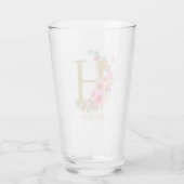 Farbe Gold und Blütenmonogramm Buchstabe H Glas (Rückseite)