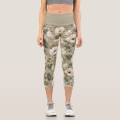 Farbe Grün und Creme Capri Leggings (Vorderseite)