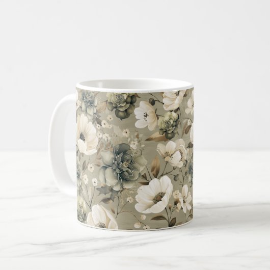 Farbe Grün und Creme Kaffeetasse (Vorderseite Links)