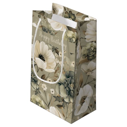 Farbe Grün und Creme Kleine Geschenktüte (Rückseite Schrägansicht)