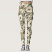 Farbe Grün und Creme Leggings (Vorderseite)