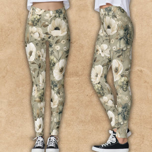 Farbe Grün und Creme Leggings