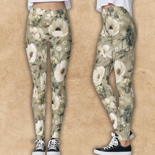 Farbe Grün und Creme Leggings