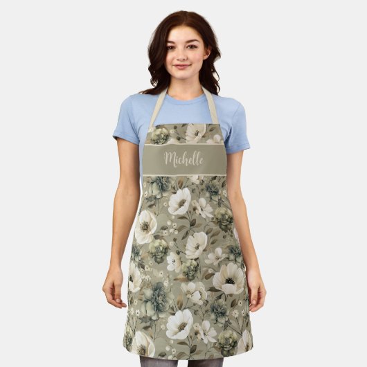 Farbe Grün und Creme Schürze (Getragen)