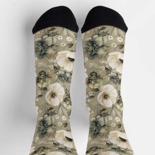 Farbe Grün und Creme Socken (Oben)