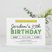 Farbe Grün und Gelb jedes Alters Moderne Geburtsta Einladung (Stehend Vorderseite)