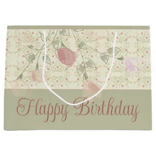 Farbe Grün und Rosa Große Geschenktüte (Vorderseite)