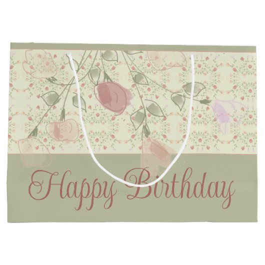 Farbe Grün und Rosa Große Geschenktüte (Rückseite)