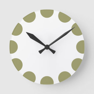 Farbe Halbmond - Khaki mit Weiß Runde Wanduhr