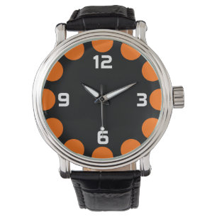 Farbe Halbmond - orange auf schwarz Armbanduhr