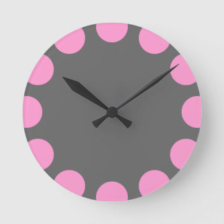 Farbe Halbmond - Rosa und Grau Runde Wanduhr