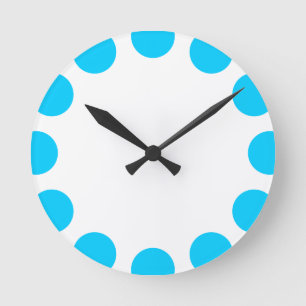 Farbe Halbmond - Sky Blue mit Weiß Runde Wanduhr