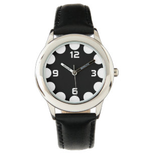 Farbe Halbmond - weiß auf schwarz Armbanduhr
