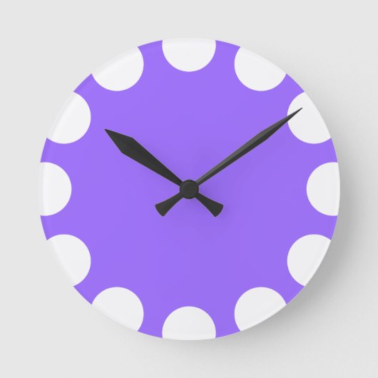 Farbe Halbmond - Weiß mit Violett Runde Wanduhr (Vorderseite)