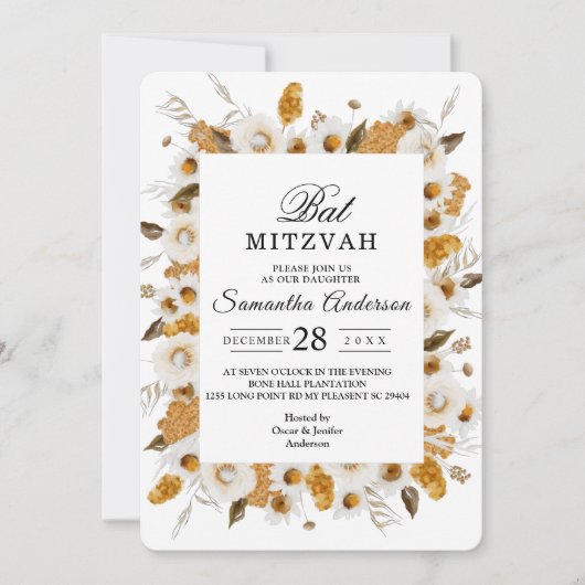 Farbe Herbstgelb und Weiß Einladung (Vorderseite)