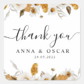 Farbe Herbstgelb und Weiß Quadratischer Aufkleber (Vorderseite)