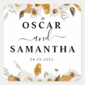 Farbe Herbstgelb und Weiß Quadratischer Aufkleber (Vorderseite)