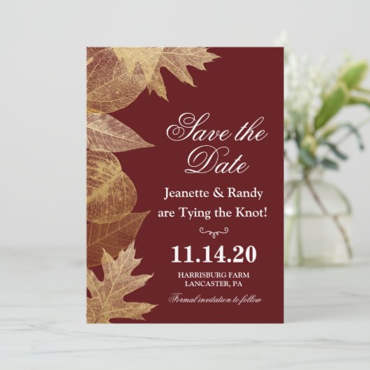 FARBE - Hochzeit im Herbst Save the Date Einladung (Stehend Vorderseite)