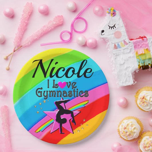 FARBE I LIEBE GYMNASTICS PERSONALISIERTES DESIGN PAPPTELLER (Party)