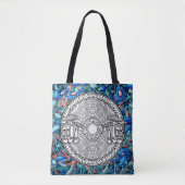 Farbe Ihr eigener Pilz Mandala Kunsthandwerk Blaue Tasche (Vorderseite)