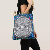 Farbe Ihr eigener Pilz Mandala Kunsthandwerk Blaue Tasche (Von Nahem)