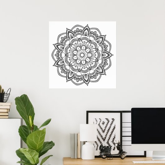 Farbe: Ihr eigenes schwarz-weißes Mandala Poster (Heimbüro)