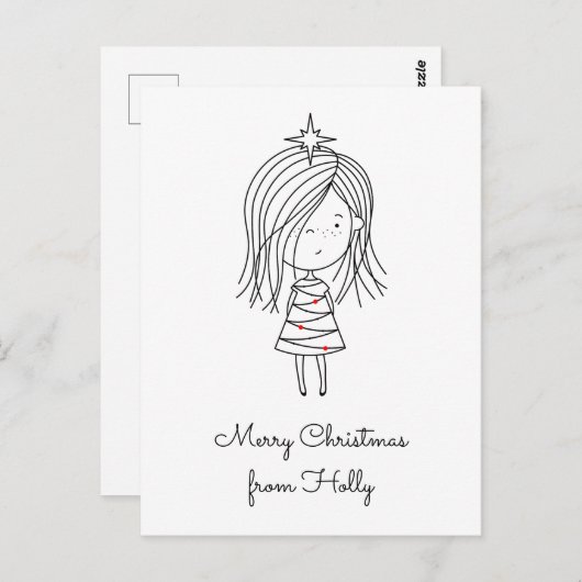 Farbe Ihr eigenes Weihnachtslicht-Mädchen Postkarte (Vorne/Hinten)