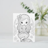 Farbe Ihre eigene schwarze Mermaid-Linie Zeichnend Postkarte (Stehend Vorderseite)