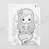 Farbe Ihre eigene schwarze Mermaid-Linie Zeichnend Postkarte (Vorne/Hinten)