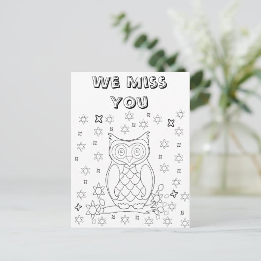 Farbe Ihre eigenen Owl DIY Geschenke Postkarte (Stehend Vorderseite)
