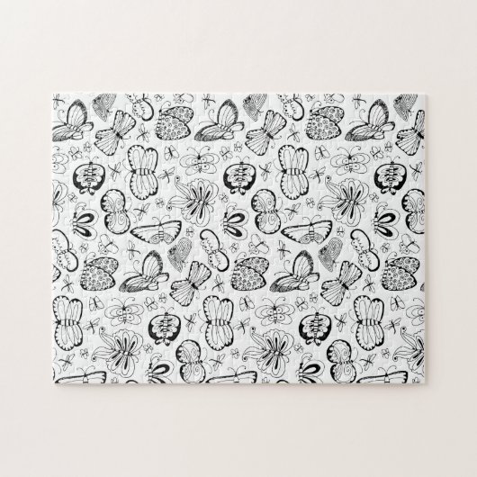 Farbe Ihre eigenen Schmetterlinge schwarz und weiß Puzzle (Horizontal)