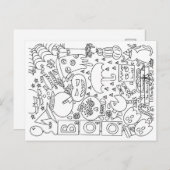 Farbe Ihrer eigenen Postkarte - Halloween Doodle C (Vorne/Hinten)