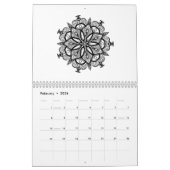 Farbe-in der Schwarzweiss-Kaleidoskop-Mandala Kalender (Feb 2026)