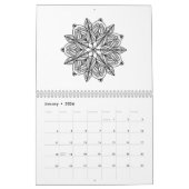 Farbe-in der Schwarzweiss-Kaleidoskop-Mandala Kalender (Jan 2026)