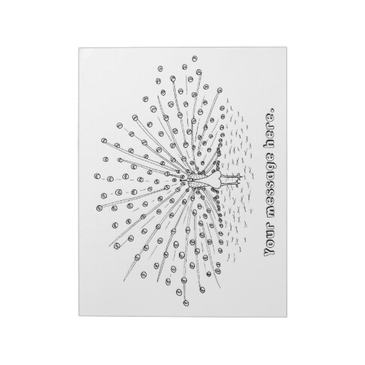 Farbe in einem Pfau Zeichnend Farbkommentar Notizblock (Rotiert)