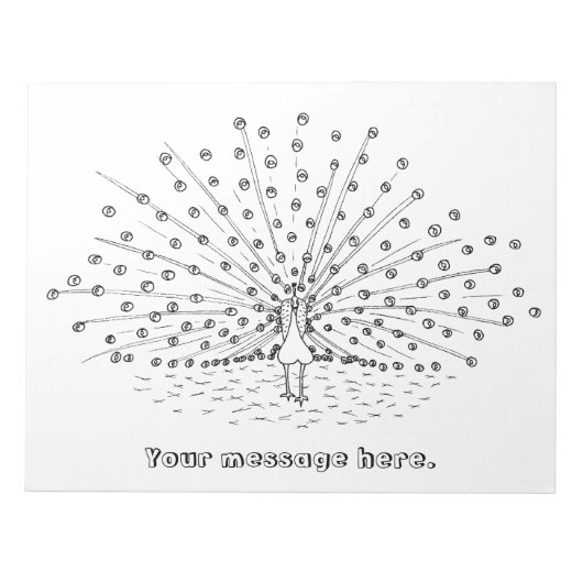 Farbe in einem Pfau Zeichnend Farbkommentar Notizblock (Vorderseite)