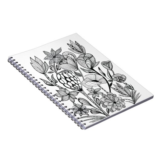 Farbe in Schwarz-weißen Blume Notizblock (Rechte Seite)