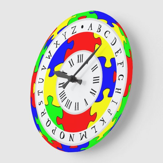 Farbe Jigsaw, römische Zahlen und englische Alphab Große Wanduhr (Winkel)