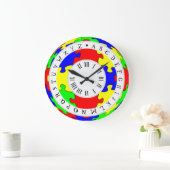 Farbe Jigsaw, römische Zahlen und englische Alphab Große Wanduhr (Zuhause)