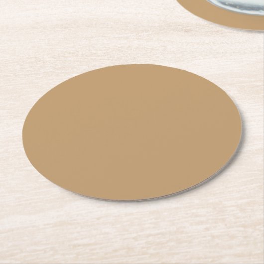 Farbe: Kamelbraun / Tan Runder Pappuntersetzer (Angewinkelt)