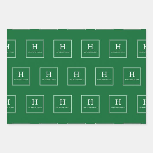 Farbe - klassisches Monogramm-Geschenkpapier Geschenkpapier Set (Vorderseite 3)